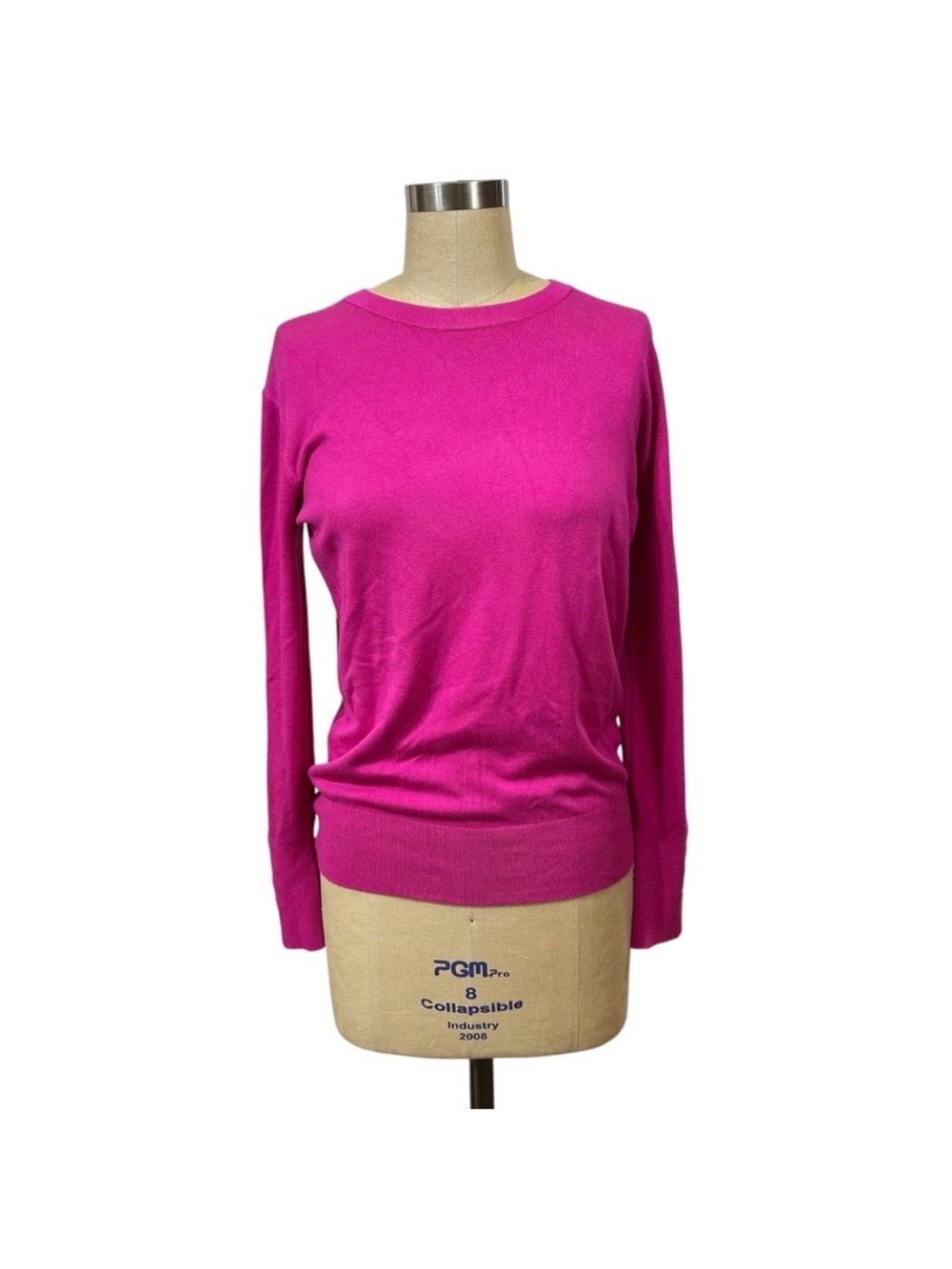 NWT Fuchsia Pink ZARA Lightweight Ribbed Detail Long Sleeve Sweater XL Pull Over